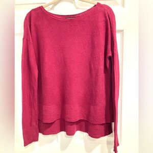 Eileen Fisher Organic Linen Blend Pink Sweater Long Sleeve Dark Pink XS Like New